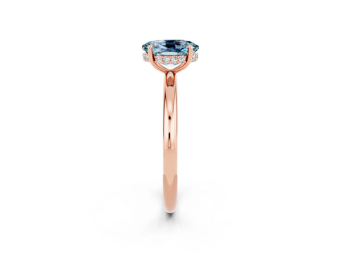 Rose gold Oval Cut Aquamarine Solitaire Ring with Thin Band and Four-Prong Setting_14