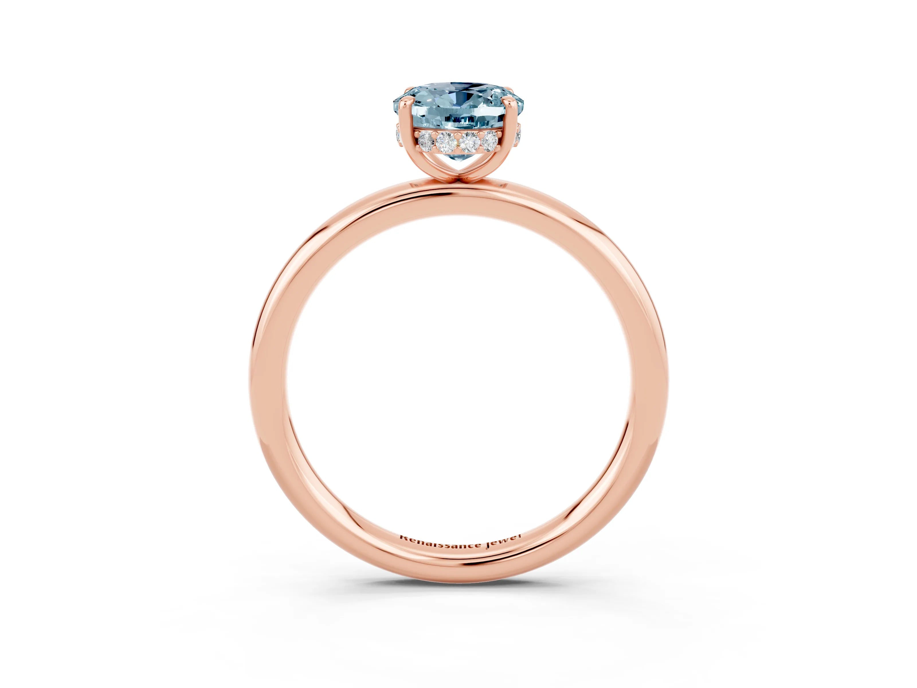 Rose gold Oval Cut Aquamarine Solitaire Ring with Thin Band and Four-Prong Setting_15