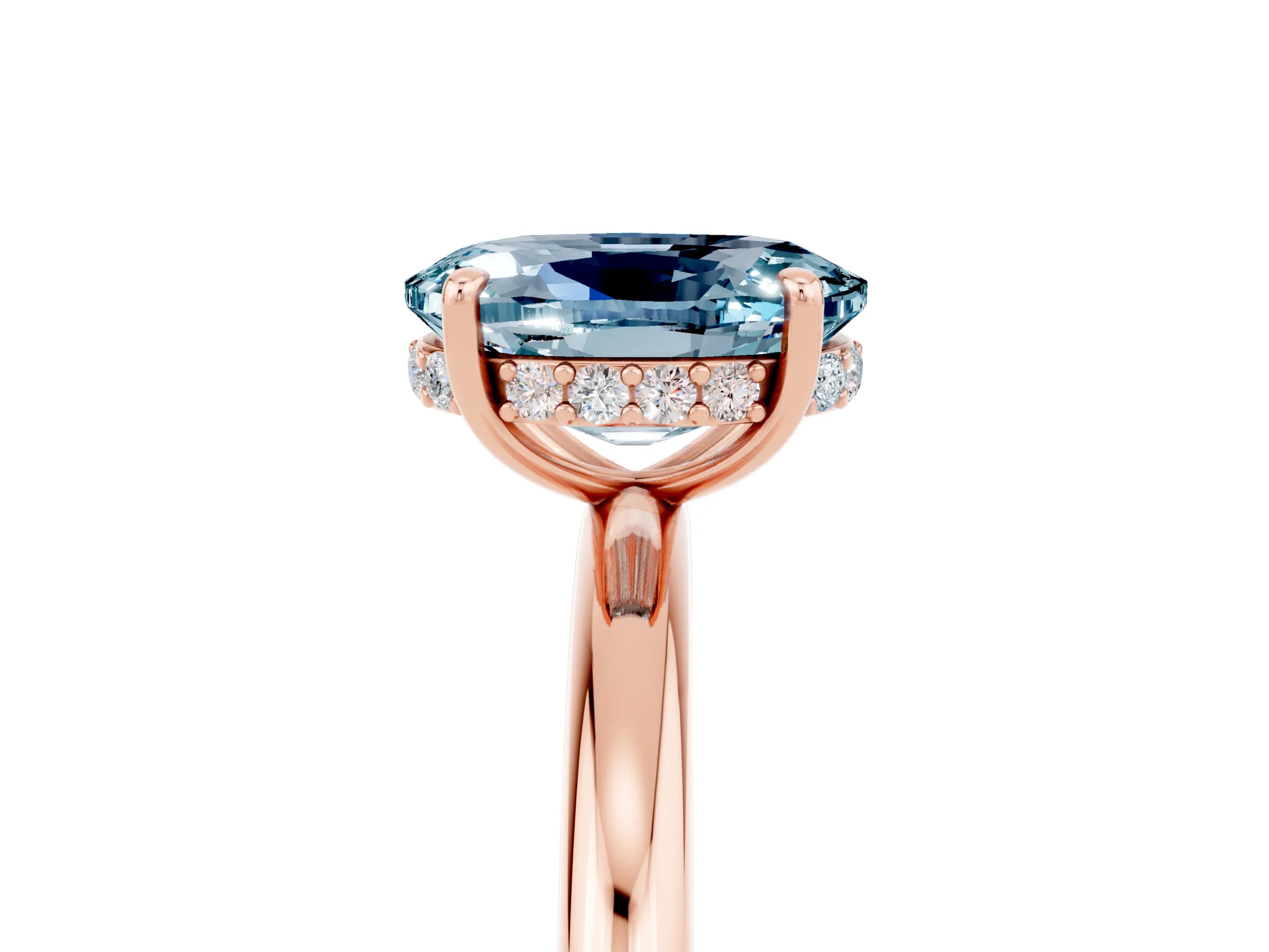 Rose gold Oval Cut Aquamarine Solitaire Ring with Thin Band and Four-Prong Setting_17