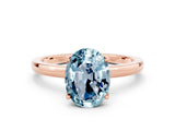 Rose gold Oval Cut Aquamarine Solitaire Ring with Thin Band and Prong Setting_12