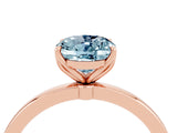 Rose gold Oval Cut Aquamarine Solitaire Ring with Thin Band and Prong Setting_16