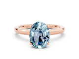 Rose gold Oval Cut Aquamarine Solitaire Ring with Thin Band and Prong Setting_24