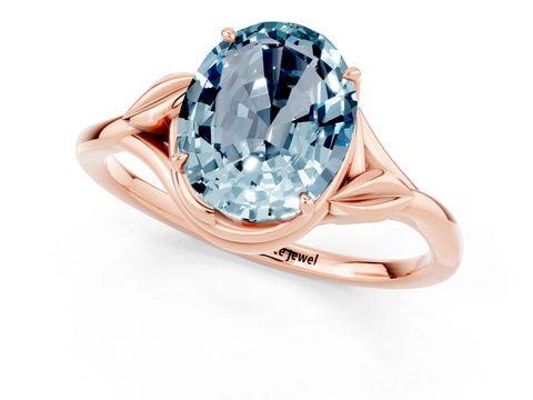 Rose gold Oval Cut Aquamarine Solitaire Ring with Twist Band and Four-Prong Setting_25