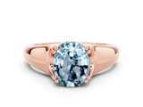 Rose gold Oval Cut Aquamarine Solitaire Ring with Wide Band and Prong Setting