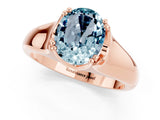 Rose gold Oval Cut Aquamarine Solitaire Ring with Wide Band and Prong Setting_1