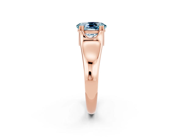 Rose gold Oval Cut Aquamarine Solitaire Ring with Wide Band and Prong Setting