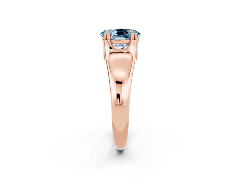 Rose gold Oval Cut Aquamarine Solitaire Ring with Wide Band and Prong Setting_2