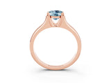 Rose gold Oval Cut Aquamarine Solitaire Ring with Wide Band and Prong Setting_3