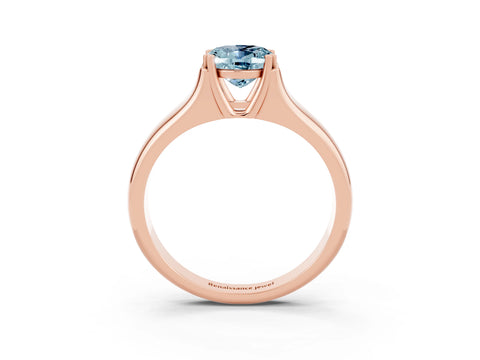Rose gold Oval Cut Aquamarine Solitaire Ring with Wide Band and Prong Setting_3