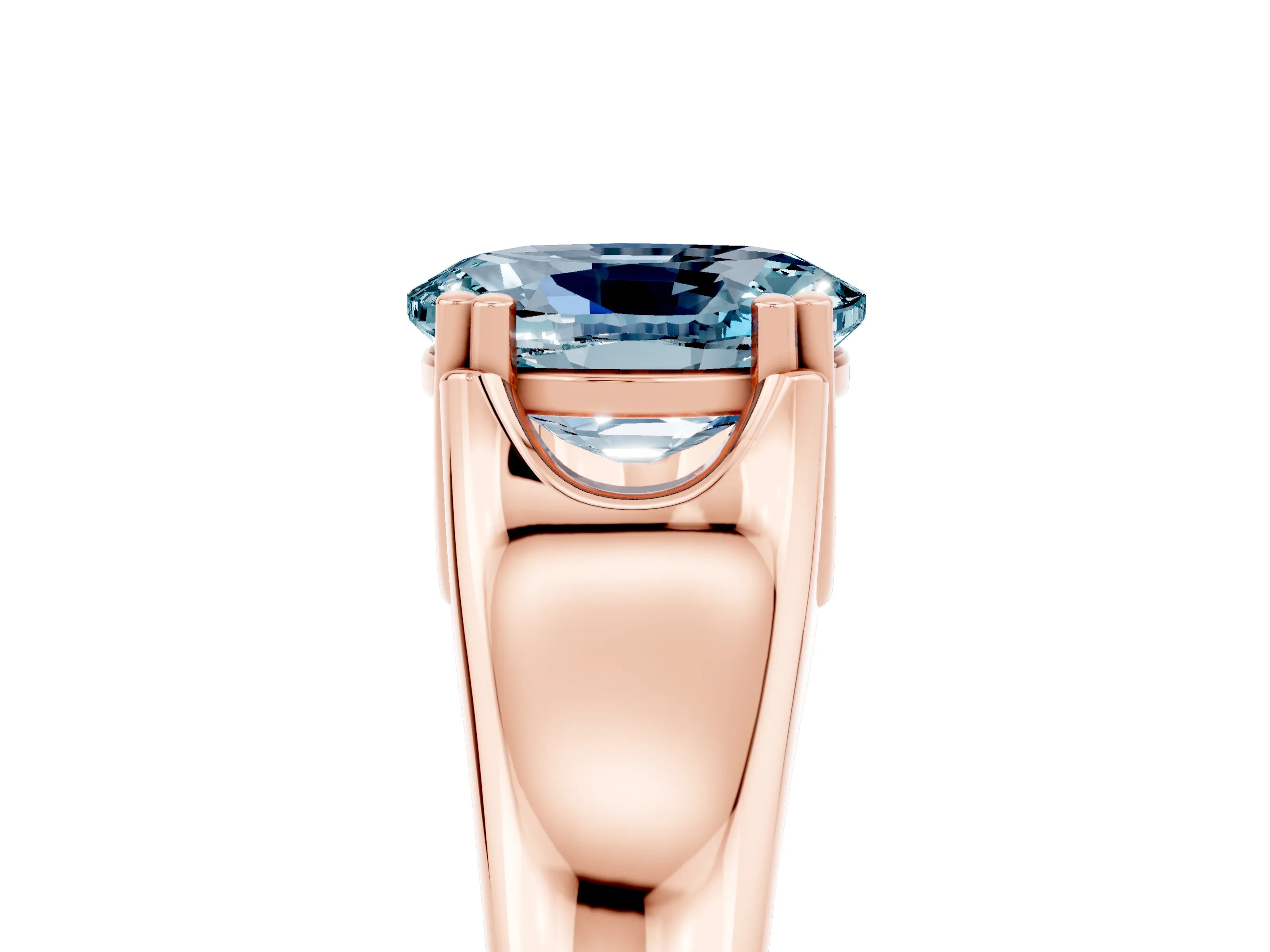 Rose gold Oval Cut Aquamarine Solitaire Ring with Wide Band and Prong Setting_5