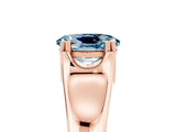 Rose gold Oval Cut Aquamarine Solitaire Ring with Wide Band and Prong Setting_5