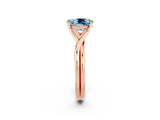 Rose gold Oval Cut Aquamarine Solitaire Twist Band Prong Setting Ring_38
