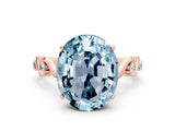 Rose gold Oval Cut Aquamarine Solitaire Twisted Band with Round  Accents and Prong Setting_12