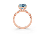 Rose gold Oval Cut Aquamarine Solitaire Twisted Band with Round  Accents and Prong Setting_15