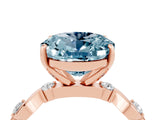 Rose gold Oval Cut Aquamarine Solitaire Twisted Band with Round  Accents and Prong Setting_16