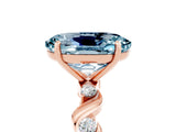 Rose gold Oval Cut Aquamarine Solitaire Twisted Band with Round  Accents and Prong Setting_17