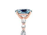 Rose gold Oval Cut Aquamarine Solitaire with Side Stones on a Pavé Band and Four-Prong Setting_5