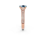Rose gold Oval Cut Aquamarine Split Shank Engagement Ring with Pavé Band_2