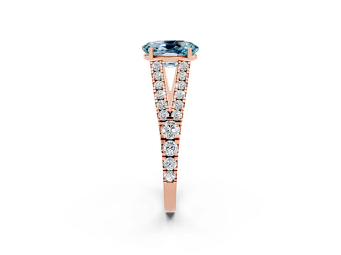 Rose gold Oval Cut Aquamarine Split Shank Pavé Engagement Ring with Four-Prong Setting_14