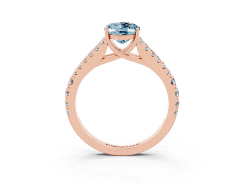 Rose gold Oval Cut Aquamarine Split Shank Pavé Engagement Ring with Four-Prong Setting_15