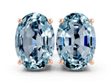 Rose gold Oval Cut Aquamarine Stud Earrings_30