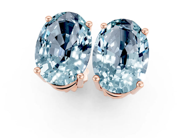 Rose gold Oval Cut Aquamarine Stud Earrings