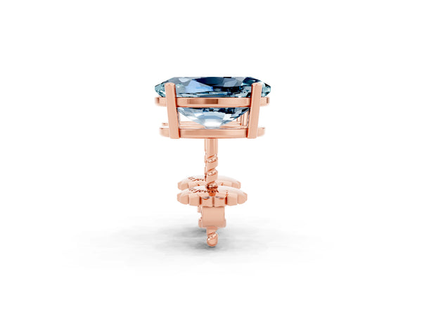 Rose gold Oval Cut Aquamarine Stud Earrings