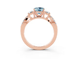 Rose gold Oval Cut Aquamarine Three-Stone Ring with Pavé Split Shank and Four-Prong Setting_15