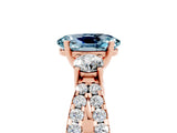 Rose gold Oval Cut Aquamarine Three-Stone Ring with Pavé Split Shank and Four-Prong Setting_17