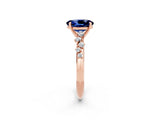 Rose gold Oval Cut Blue Sapphire Cluster Side Stone Solitaire Ring with Prong Setting_26