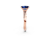 Rose gold Oval Cut Blue Sapphire Engagement Ring with Side Stone Accents and Four-Prong Setting_29