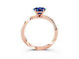 Rose gold Oval Cut Blue Sapphire Engagement Ring with Side Stone Accents and Four-Prong Setting_63