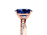 Rose gold Oval Cut Blue Sapphire Engagement Ring with Side Stone Accents and Four-Prong Setting_65