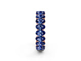 Rose gold Oval Cut Blue Sapphire Eternity Band with Shared Prong Setting_2
