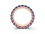 Rose gold Oval Cut Blue Sapphire Eternity Band with Shared Prong Setting_3