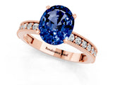 Rose gold Oval Cut Blue Sapphire Milgrain Pavé Engagement Ring with Four-Prong Setting_13