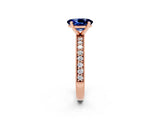 Rose gold Oval Cut Blue Sapphire Milgrain Pavé Engagement Ring with Four-Prong Setting_14