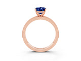 Rose gold Oval Cut Blue Sapphire Milgrain Pavé Engagement Ring with Four-Prong Setting_15