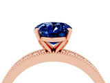 Rose gold Oval Cut Blue Sapphire Milgrain Pavé Engagement Ring with Four-Prong Setting_16