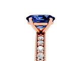 Rose gold Oval Cut Blue Sapphire Milgrain Pavé Engagement Ring with Four-Prong Setting_17