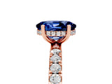 Rose gold Oval Cut Blue Sapphire Pave Band Solitaire Ring with Four-Prong Setting_29