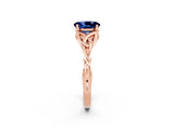 Rose gold Oval Cut Blue Sapphire Solitaire Celtic Knot Ring with Four-Prong Setting_14