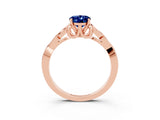 Rose gold Oval Cut Blue Sapphire Solitaire Celtic Knot Ring with Four-Prong Setting_15