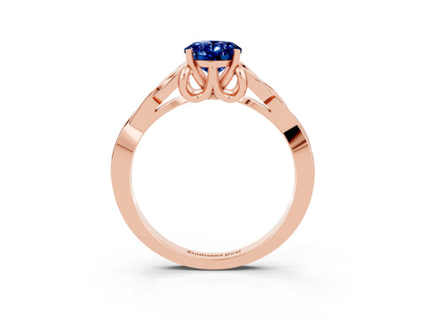 Rose gold Oval Cut Blue Sapphire Solitaire Celtic Knot Ring with Four-Prong Setting_15