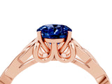 Rose gold Oval Cut Blue Sapphire Solitaire Celtic Knot Ring with Four-Prong Setting_16