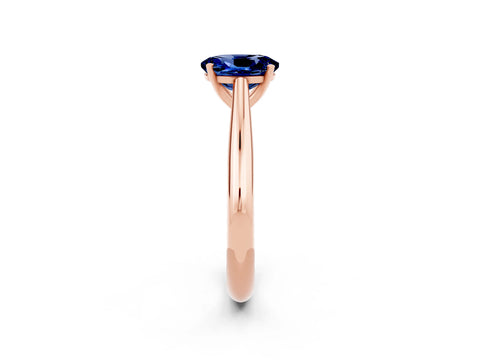 Rose gold Oval Cut Blue Sapphire Solitaire Engagement Ring with Cathedral Setting and Four-Prong Mount_14