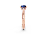 Rose gold Oval Cut Blue Sapphire Solitaire Engagement Ring with Cathedral Setting and Four-Prong Mount_20