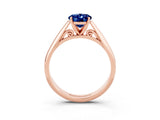 Rose gold Oval Cut Blue Sapphire Solitaire Engagement Ring with Cathedral Setting and Four-Prong Mount_21