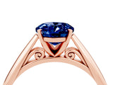 Rose gold Oval Cut Blue Sapphire Solitaire Engagement Ring with Cathedral Setting and Four-Prong Mount_22