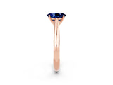 Rose gold Oval Cut Blue Sapphire Solitaire Engagement Ring with Cathedral Setting and Four-Prong Mount_38